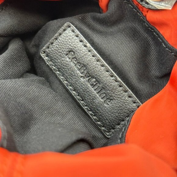 🆕 SEE BY CHLOE 🧿 NWOT Mini Flo Shoulder Bag, Red Nylon - Picture 14 of 16